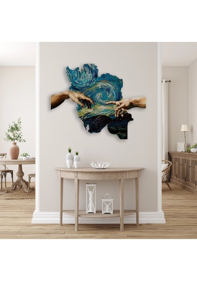 Yaratılış & Yıldızlı Gece - Metal Tablo - Dec0162 80 X 64 Cm Çok Renkli