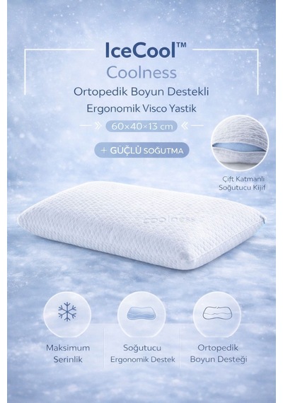 IceCool™ Coolness Ortopedik Boyun Destekli Ergonomik Visco Yastık 60*40*13 cm