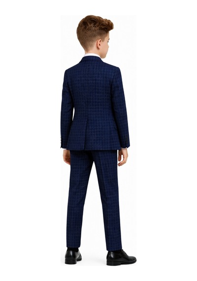 Ahengim Erkek Çocuk Slim Fit Dokulu Çizgili Klasik Takım Elbise Ak197-198 Lacivert