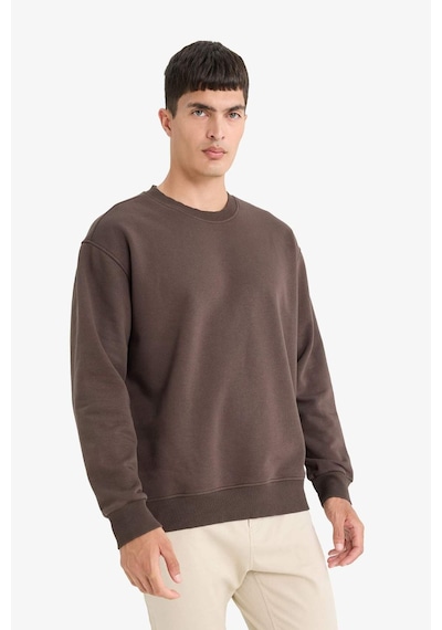Defacto Relax Fit Bisiklet Yaka Kalın İçi Yumuşak Tüylü Basic Düz Sweatshirt T5139az25aubn581 Kahve