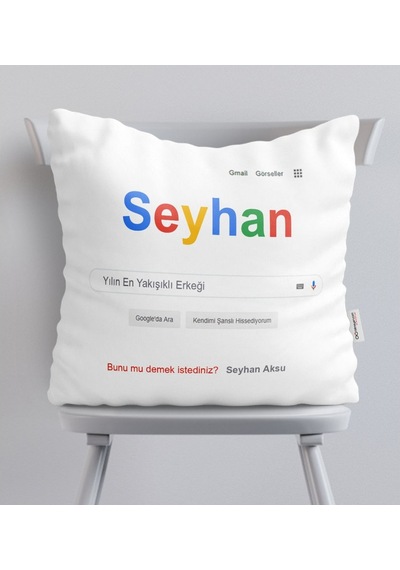 Kişiye Özel Isimli Google Arama Motoru Saten Yastık - 1