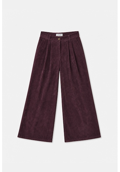 Kadın Bordo W6-52 Straight Crop Pürüzsüz Velvet Kadife Kumaş Pantolon