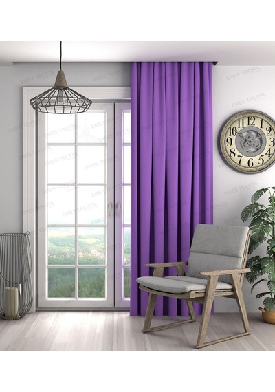 Mor Fon Kadife Dokulu Pilesiz Ekstrafor Büzgülü A Kalite Tek Kanat,mor 140 X 250 Diğer