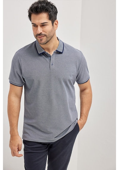 AC&Co / Altınyıldız Classics 4A4820200047LAC3XL Düğmeli Polo Yaka Cepsiz Slim Fit Erkek Tişört Lacivert