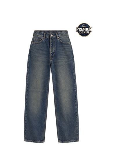 Vadon 1053 Kadın Yüksek Bel Tint Yıkamalı Straight Fit Düz Paça Jean Pantolon Mavi