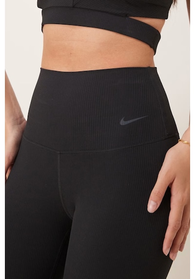 Nike Training Zenvy Dri Fit High Rise 7/8 Rib Leggings Kadın Fitilli Yüksek Bel Spor Tayt Siyah Siyah