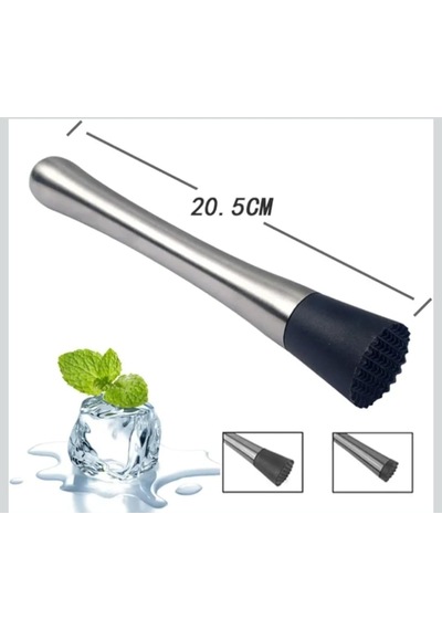 Paslanmaz Çelik Mojito Tokmağı Kokteyl Muddler, Siyah Silikon Uçlu, Mojito Ve Karışık İçecekler İçin Bar Ezici