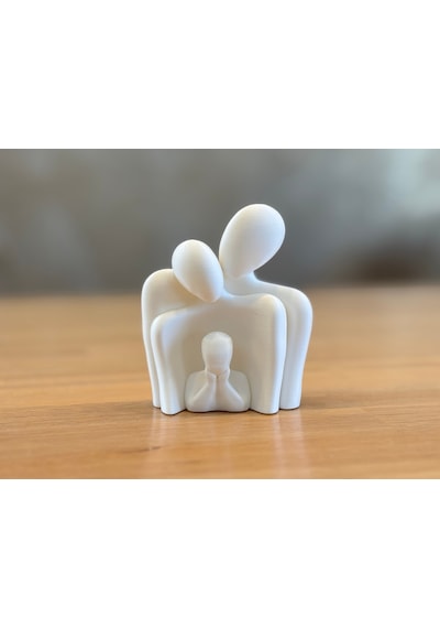 1 Çocuklu Aile Biblosu Anne Baba Ve Çocuk Figürlü Dekoratif Minimal Heykel, Anlamlı Hediye