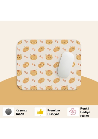 Tabloe Yavru Kedi Desenli Ergonomik Mouse Pad - 23x19 Cm 4mm Kalınlık - Kaydırmaz Tabanlı Kaliteli Fare Altlığı Mousepad Sarı