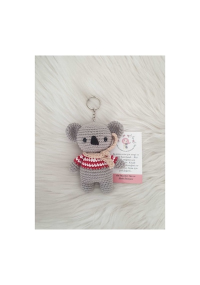 Amigurumi Organik Örgü Oyuncak Anahtarlık Gri