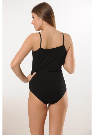 Hmd 3001 Pamuk İnce Askılı Çıtçıtlı Body - Siyah Siyah