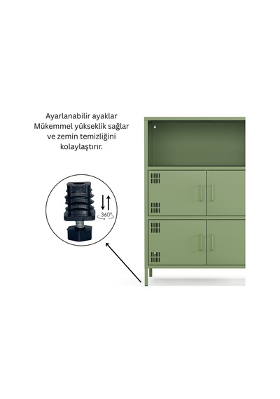 Pera Metal Çok Gözlü Dolap, 4 Kapaklı, Açık Raflı 80,50 X 40 X 109,50 Cm Ral 6011 Yeşil Pera Metal Çok Gözlü Dolap, 4 Kapaklı, Açık Raflı 80,50 X 40 X 109,50 Cm Ral 6011 Yeşil