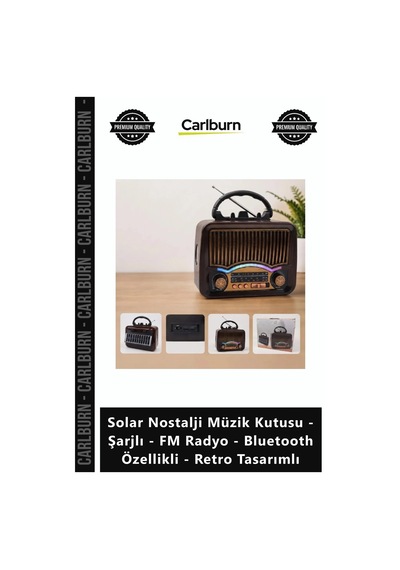 Özel Üretim Solar Nostalji Müzik Kutusu Şarjlı Fm Radyo Bluetooth Özellikli Retro Tasarımlı