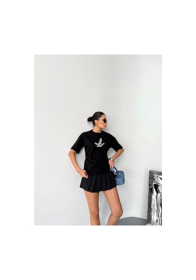 Butik İstanbul Kısa Kol Baskılı T-shirt - Siyah
