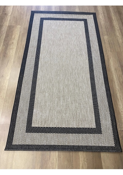 Hoom Rugs 1149 Bej Siyah Sisal Plus Jüt Halı Bej Siyah