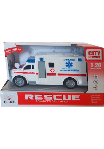 Ctoy Oyuncak Işıklı Ve Sesli Sürtmeli Ambulans 1:20 Wy670a