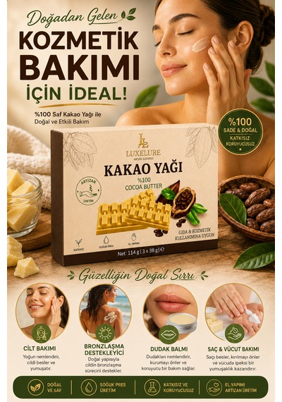 Luxelure Kakao Yağı %100 Saf Soğuk Pres 114 G X 2 Adet Gıda Ve Kozmetik Kullanımına Uygun Kare Form Diğer