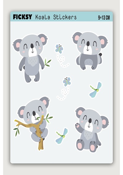 Sevimli Koala Sticker Seti - 8 Adet Etiket Çıkartma Diğer