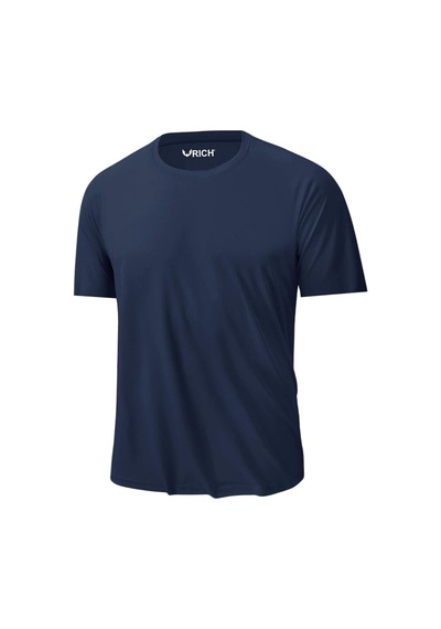 Rich Erkek %100 Pamuk Slim Fit Tişört Basic Bisiklet Yaka Kısa Kollu T-shirt Lacivert