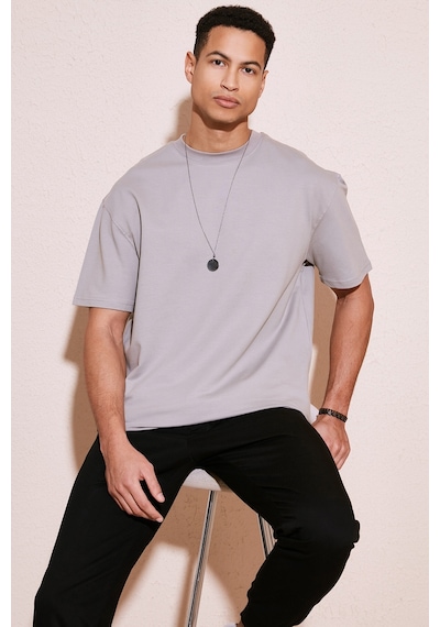 Buratti Pamuklu Bisiklet Yaka Relaxed Fit Basic Erkek T Shirt 5902610 Kül