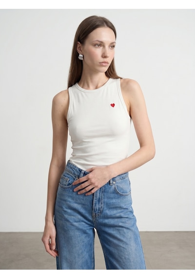 Dilvin 21259 Bisiklet Yaka Top-ekru