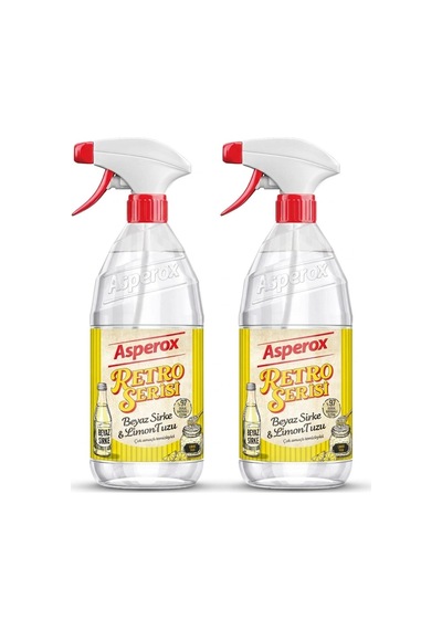 Asperox Retro Serisi Beyaz Sirke & Limon Tuzu Çok Amaçlı Yüzey Temizleyici Sprey 1 L X 2 Adet 2'li Set