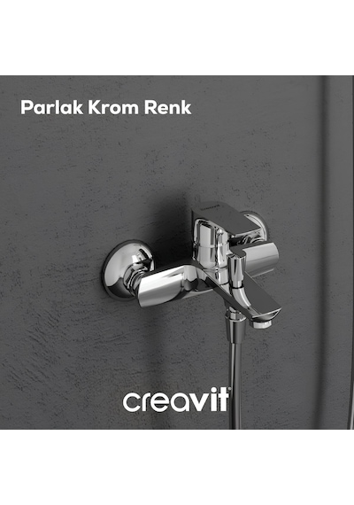 Creavit Solo Lavabo Banyo Eviye Bataryası 3'lü Set SO1500-SO2500-SO8500 Krom