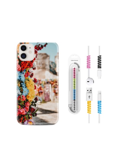Apple Uyumlu iPhone 12 Kılıf Kablo Koruyuculu Gerçek Çiçekler 1743
