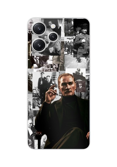Redmi 12 Uyumlu Mustafa Kemal Atatürk Kolajları Baskılı Silikon Kılıf