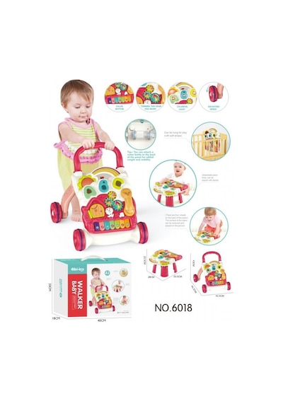 Piyanolu 4in1 Bebek Yürüteci Pembe Renk