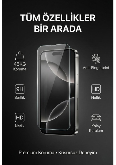 Ultra Clear iPhone 17 Pro - Pro Max Uyumlu Ekran Koruyucu Otomatik Kurulum Kiti 45kg Dayanıklı Hd Şeffaf Temperli Cam - iPhone 17 Pro Max