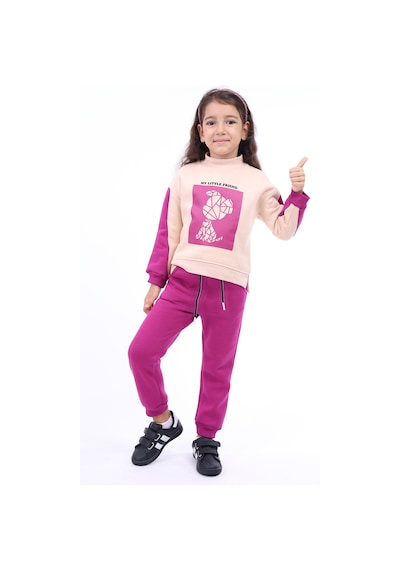 Toontoy Kids Toontoy Kız Çocuk Baskılı Eşofman Takım Bej