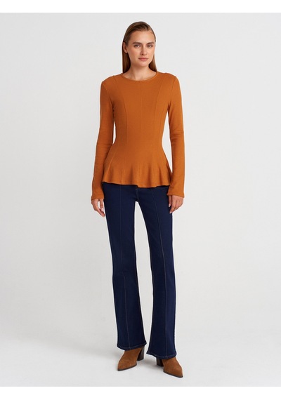 Dilvin 32090 Uzun Kollu Peplum Top-a.kiremit A.kiremit Dilvin 32090 Uzun Kollu Peplum Top-a.kiremit A.kiremit