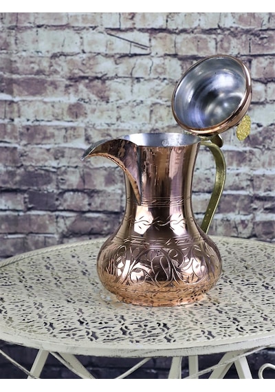 Mırra Büyük Boy Bakır Arap Çaydanlık Sütlük 1.300 Ml Bakır