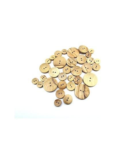 Tahta Dikme, 2 Delik Çanak Model, Doğal Ahşap, Zeytin Ağacı,100 Adet 20mm-32l
