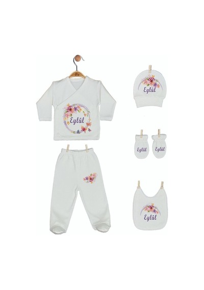 Pia Baby Gl 1923-05 İsme Özel Beşli Zıbın Set Krem