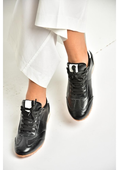 Fox Shoes U820730409 Siyah Spor Ayakkabı Sneakers Siyah-suni Deri Siyah