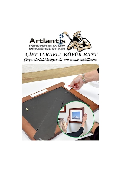Çift Taraflı Bant Köpük Bant 19mm x 2mt 3 Adet Çerçeve Tablo Halı Yapıştırma Bandı İç Ve Dış Mekan Süper Güçlü Köpük Bant