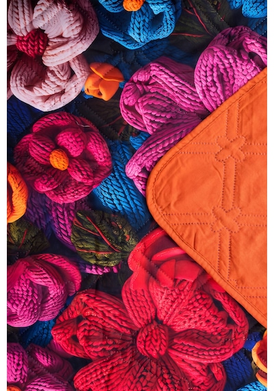 Örgü Çiçekler 5d Çok Amaçlı Tek Kişilik Baskılı Pike & Yatak Örtüsü 160x220 Cm Çok Renkli