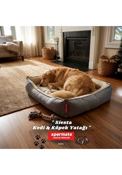 Xpermate Kedi Yatağı ve Köpek Yatağı 80 x 100 x 28 CM Fermuarlı Evcil Hayvan Yatağı Yuvi Siesta