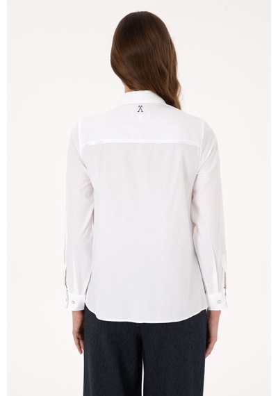 U.s. Polo Assn. Kadın Beyaz Gömlek Desenli 50308971-vr013 Beyaz