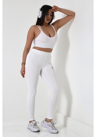 Winmoda34 Kadın Dalgıç Kumaş İçi Polarlı Tayt Eşofman Push Up İncelten Model Beyaz