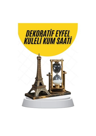 Dekoratif Eyfel Kulesi Ve Kum Saati Vintage Tarzı Masa Süsü Biblo -