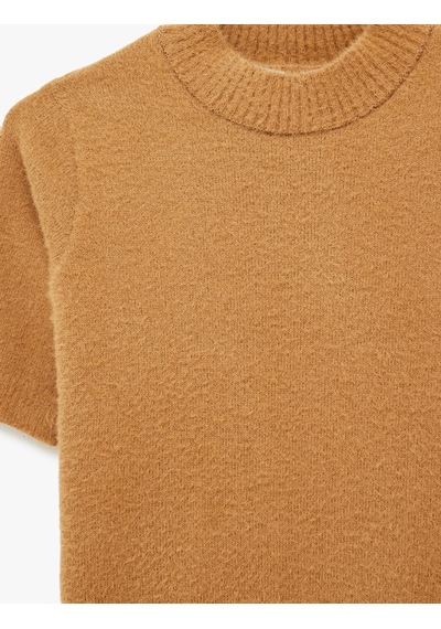 Koton Regular Fit Kısa Kollu Dik Yaka Triko Kazak Kahverengi 6sak90081ht Kahve