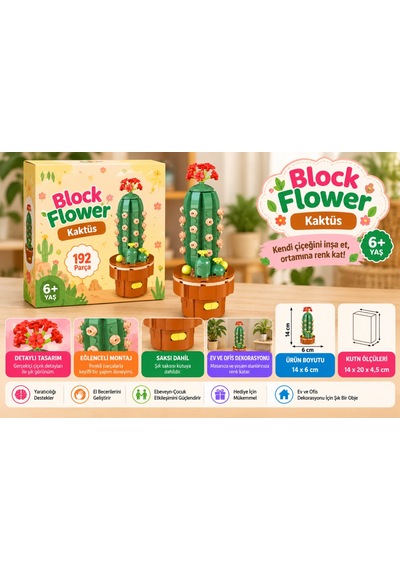 Building Block Flower 192 Parça Kaktüs Nhr Oyuncak