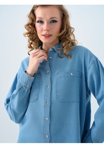 LOFT Regular Fit Kadın Gömlek U.kol Lf2039985 Q1.v1 Denim