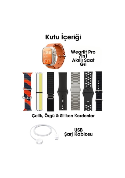 Wearfitpro Wearfit 7in1 Akıllı Kol Saati Smart Watch 7 Kordonlu Model:inç 49mm Tft Ekran Gri