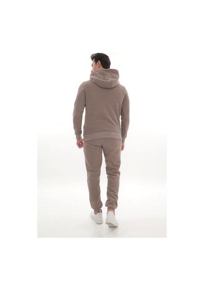 Kanguru Cepli Kapüşonlu 3 Iplik Kışlık Sweat Takım Bej