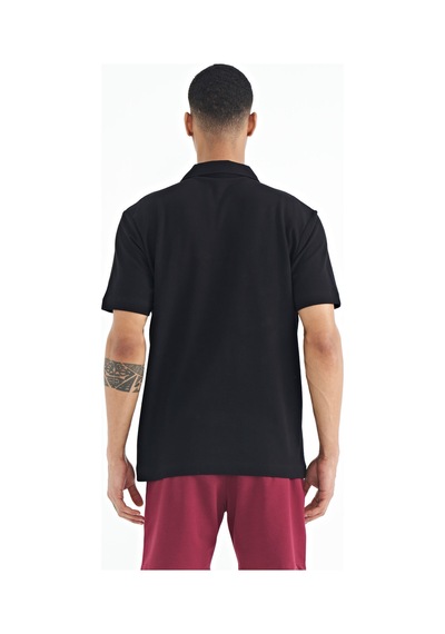Tommylife Tommy Life Siyah Yazı Baskılı Standart Form Polo Yaka Erkek T-shirt - 88236 Siyah