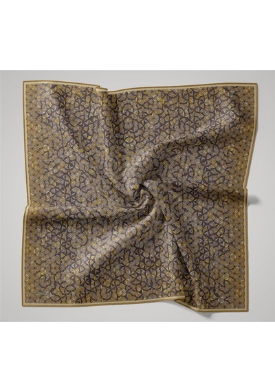 Silk Home İnce Pamuk Soft Eşarp Hardal Koyu Vizon Gri Sarı Desenli Kaymaz Dokulu Tok Duruşlu 90x90 Çok Renkli